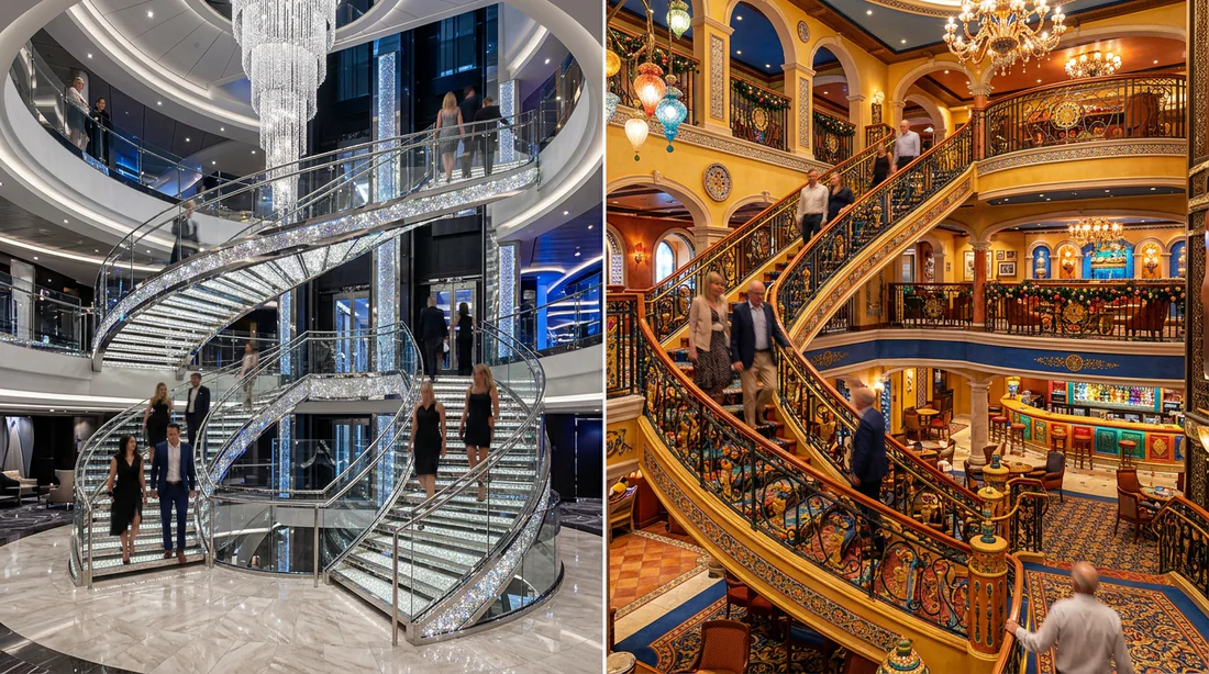 Comparaison des styles de décoration intérieure entre MSC et Costa.