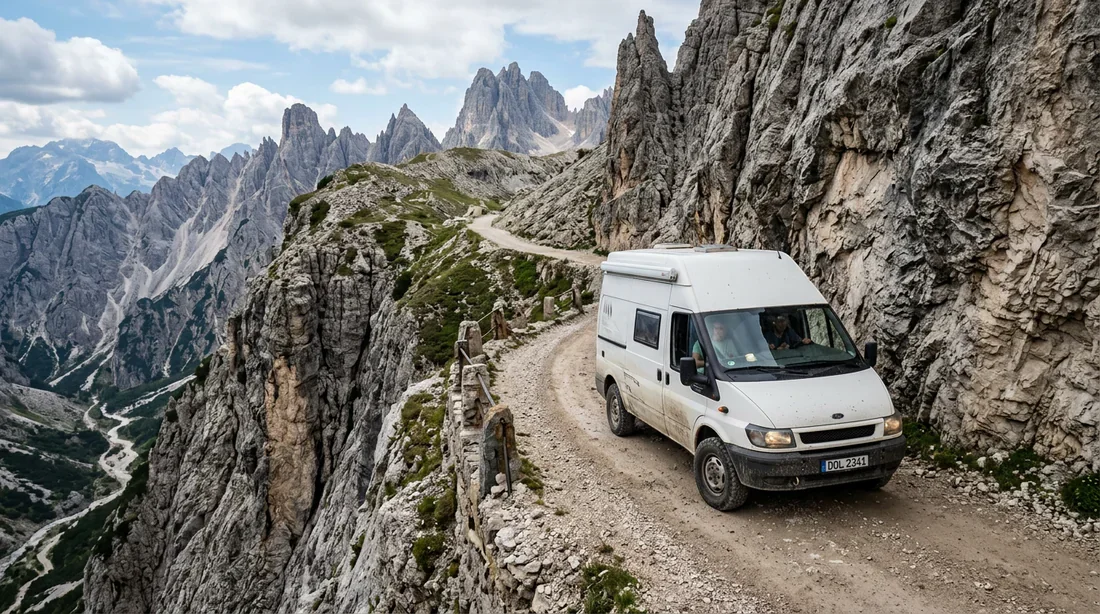 Conduite prudente sur une route de montagne étroite en Corse