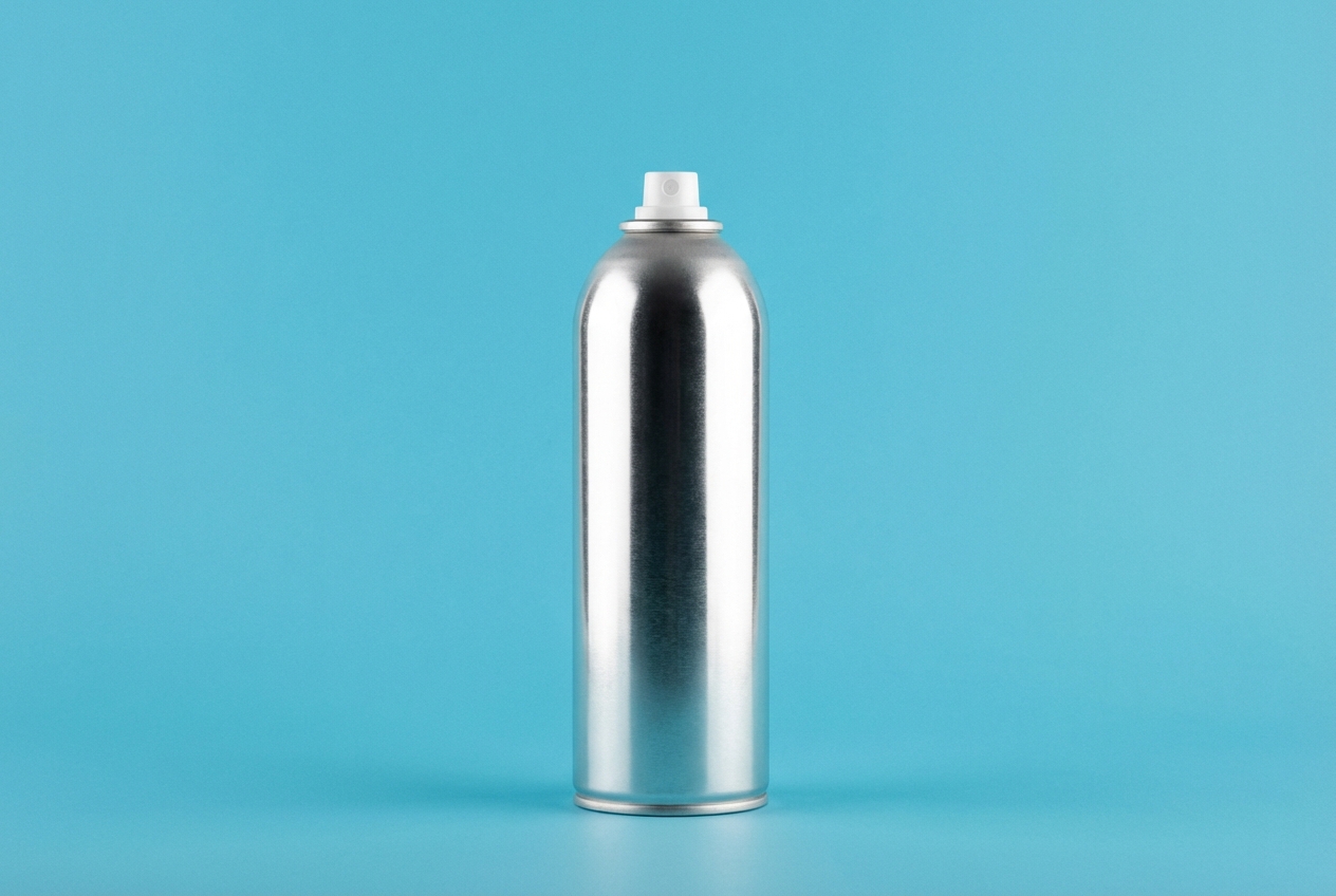 Flacon de spray anti-moustique sur fond bleu uni